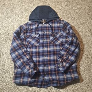 Legendary Outfitters Men's Flannel Hooded Shirt Jacket XL Blue